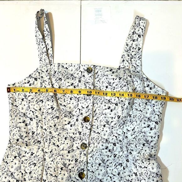Gap women’s white gray and black floral print squared neck apron dress size 12 T - Picture 6 of 11